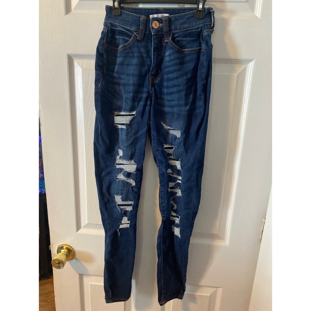 Soi Curvy Jegging High Rise Distressed Dark Wash Skinny Jeans Womens Size 0 24W